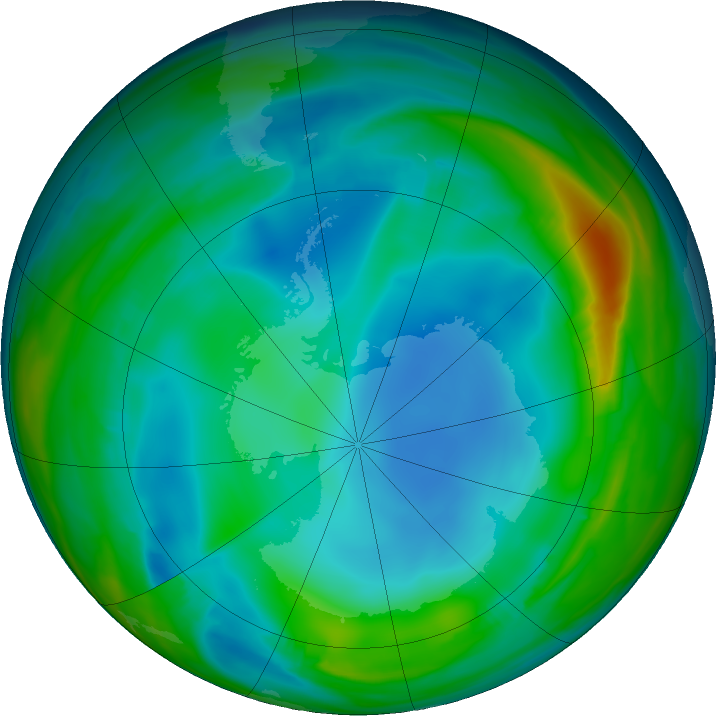 Antarctic ozone map for 27 June 2017